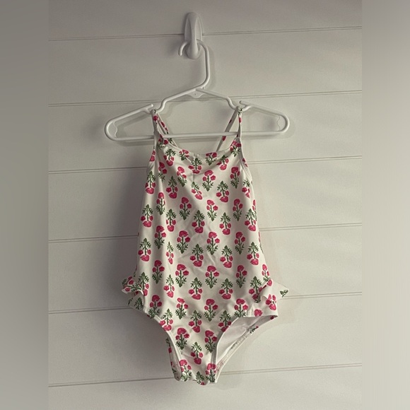 Jessica Simpson Girls Ruffle Floral One-Piece Swimsuit - Picture 1 of 4